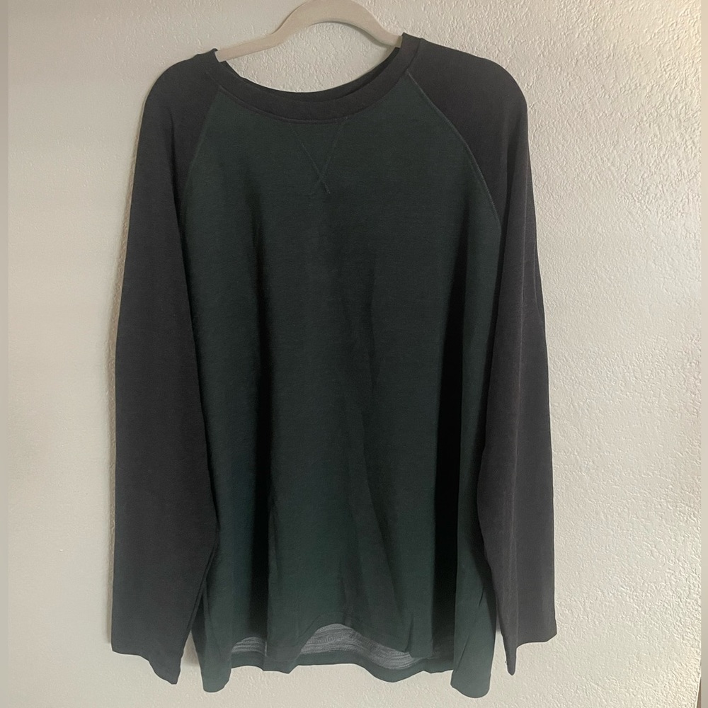 Orvis Raglan Shirt Men XL Long Slv Baseball Tee Green Black Classic Collection
